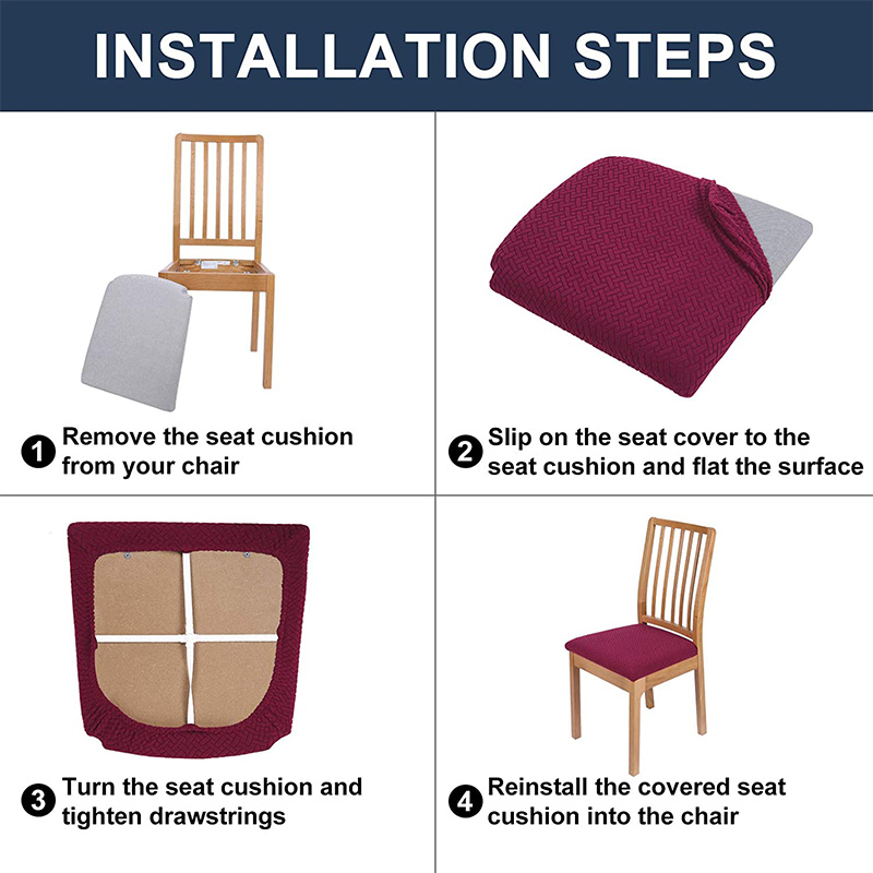 Verwijderbare Eetkamerstoel Seat Cover Jacquard Stretch Stoel Zitkussen Hoes Voor Eetkamer Keuken Stoelen