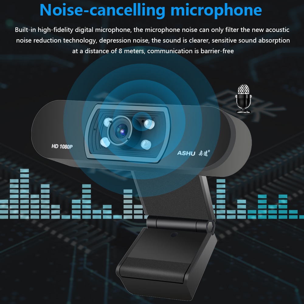 TISHRIC Ashu H800 USB Webcam 1080P HD USB Camera for Computer PC Web Camera With Microphone Webcamera Full HD Video Web Cam