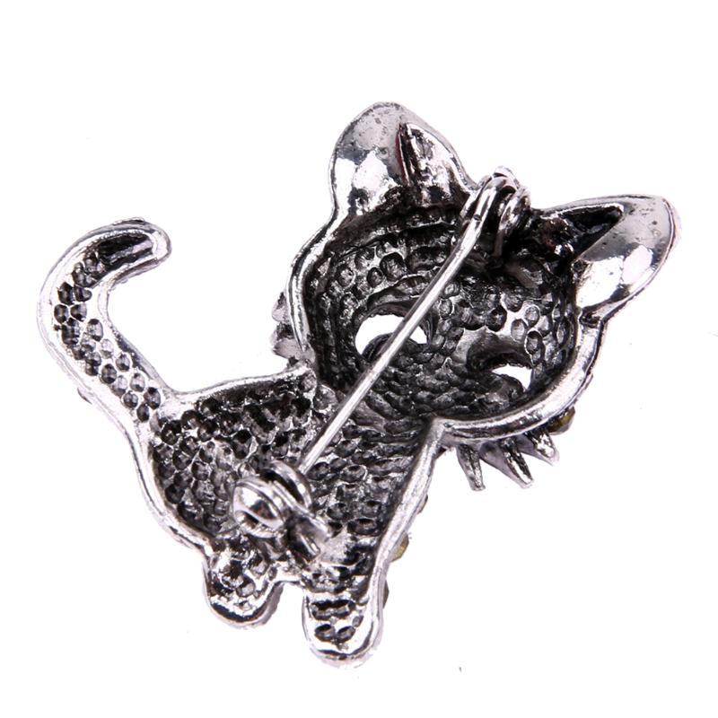 Legering Kristal Leuke Kat Broche Kleding Pin Party Kledingstuk Accessoires Blouse Broches Hals Decoratie Mode Vrouwen Sieraden