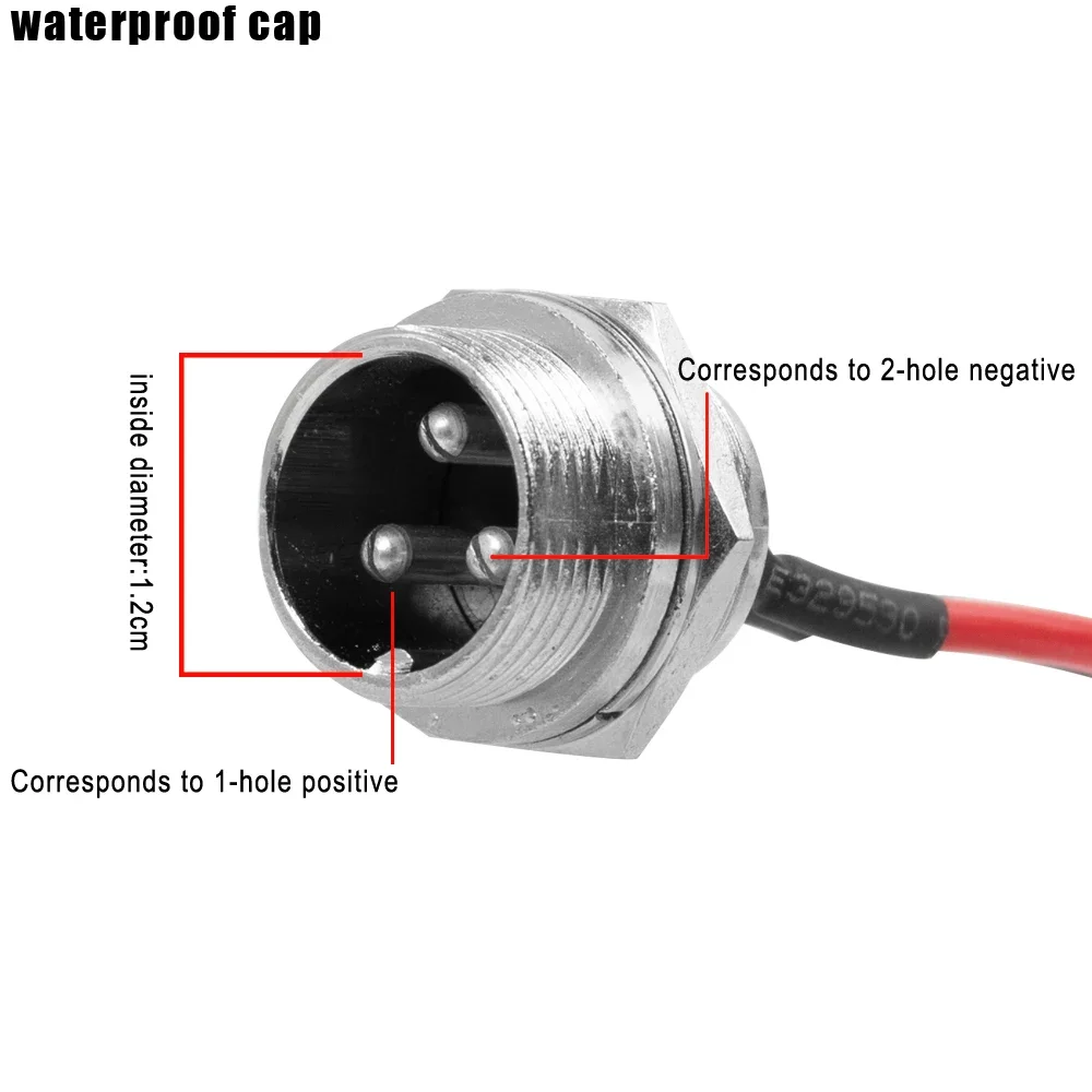 Battery Charging 3 Pin Prong Inline Connector Head Round Three-hole Charging Port Jack Socket Electric Scooter Charger Connector