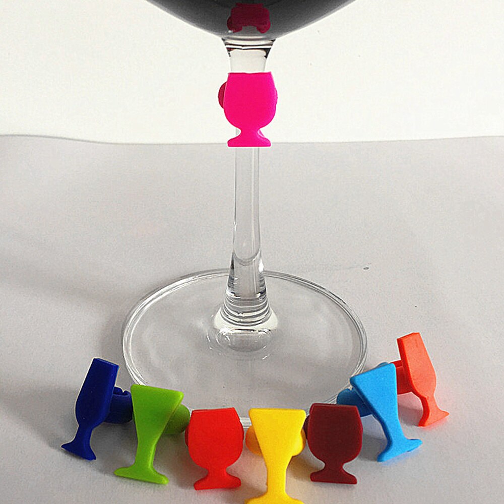 8 Stuks Siliconen Glas Vorm Glas Marker Drinkbeker Identifier Party Cup Sign (Gemengde Kleuren)