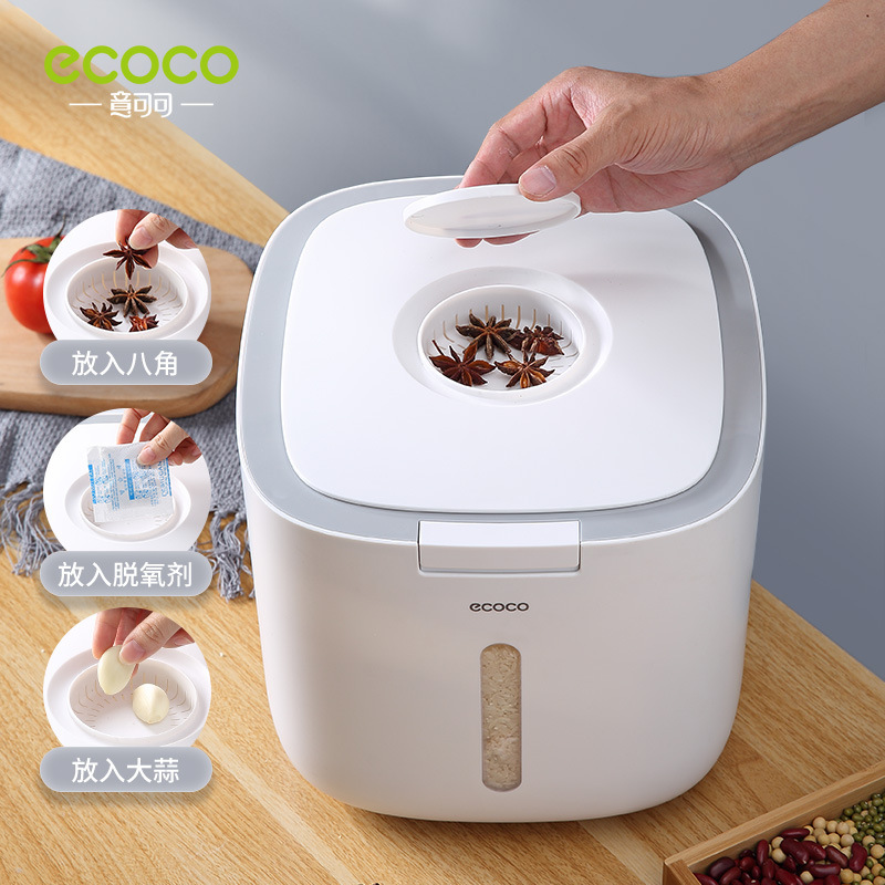 ECOCO – seau Nano de cuisine 5/10KG, étanche aux insectes et à l'humidité, seau de riz scellé, récipient de stockage des aliments pour animaux de compagnie
