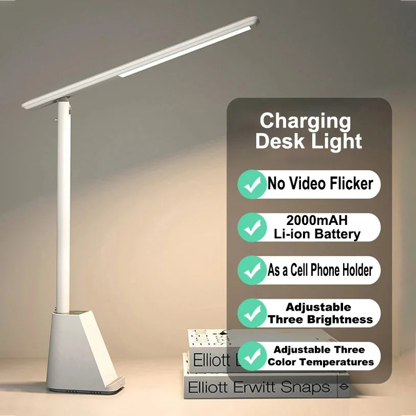 15 W kabellose, schnell aufladbare Schreibtischleuchte, augenschützende, klappbare LED-Stecker-in-intelligente Schreibtischlampe für Arbeit und Arbeitszimmer, Tischlampen: Blau