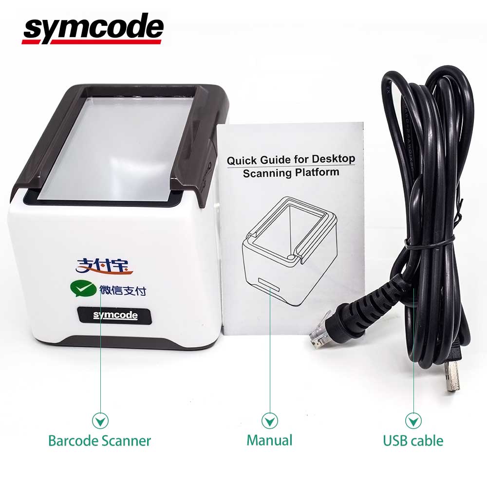 Desktop 1D 2D Barcode Scanner,Symcode 1D 2D Platform USB Wired BarCode Reader,Work on Screen Codes for Mobile Payment