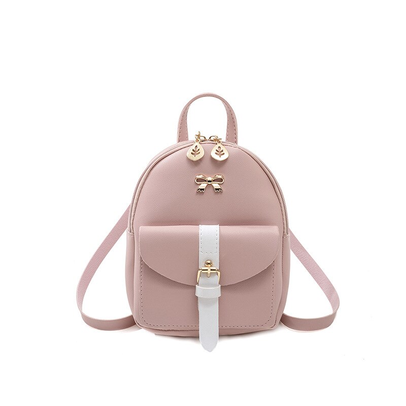 Women's Mini Backpack Luxury PU Leather Kawaii Backpack Cute Graceful Bagpack Small School Bags for Girls Bow-knot Shoulder Bag