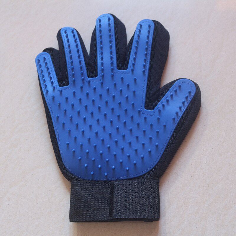 Pet Grooming Glove Bath Brush Cat Dog Comb Massage Brush Hand Shaped Cleaning Gloves Hair Dematting Remover Pet Grooming Tools: right dark blue