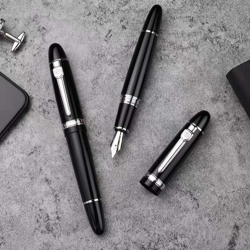 Hero 1060 Fountain Pen Metal Ink Pen Converter Filler Fine/Fude Nib Black Cap Stationery Office school supplies Business Writing: F Straight Nib