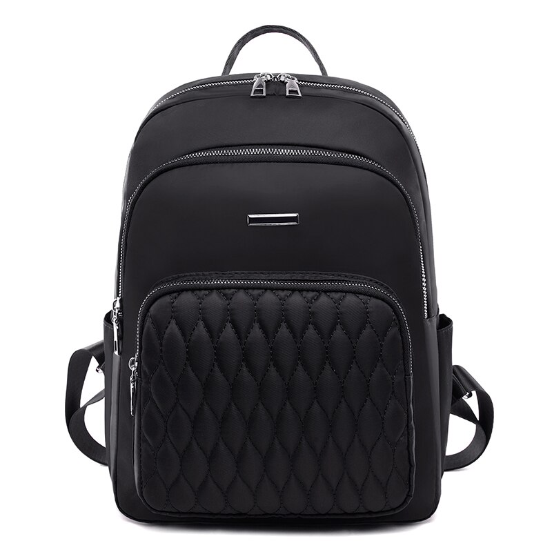 Toposhine solid väska för flickor oxford skolväska garanterad väska kvinnor ryggsäck brodertrådar ryggsäck väska: Svart