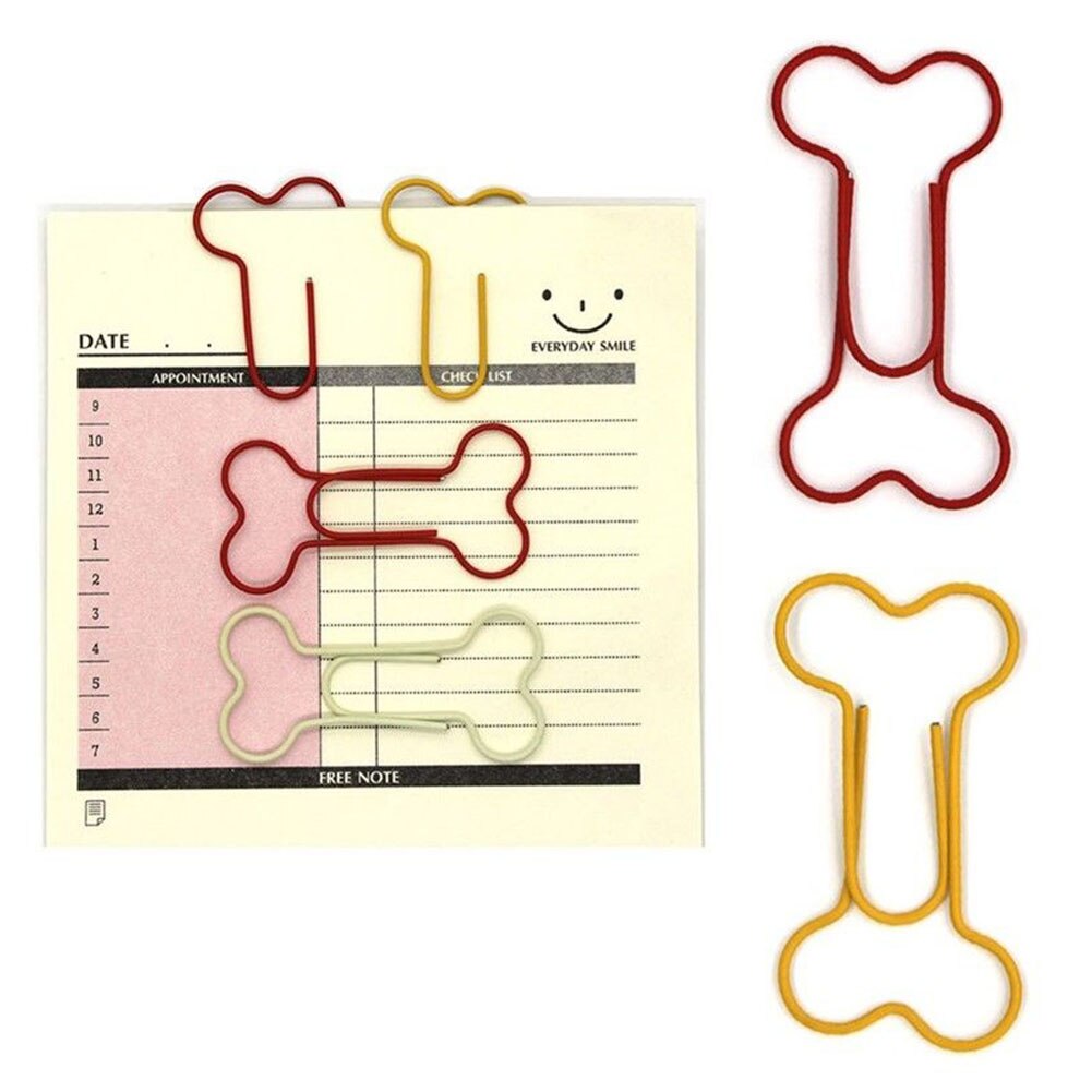 Student Dog Bone Shape Paper Clips Office Bookmark For Scrapbook Metal Useful Crafts 24pcs/pack School Supplies Art Projects
