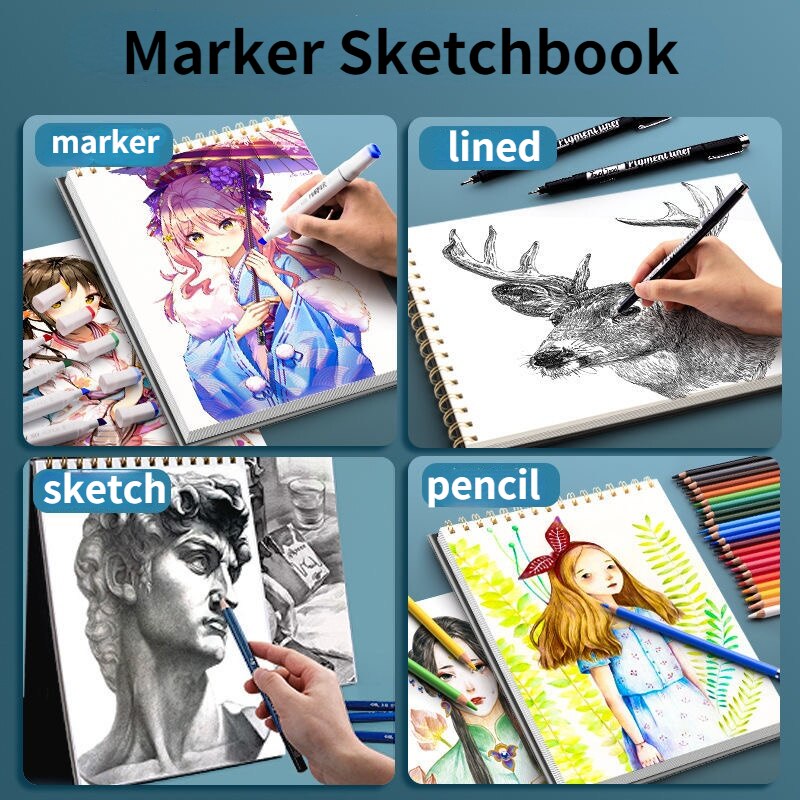 Thick Cover 16K/8K/A4 Art Marker Sketchbook 50 Sheet Blank Painting Drawing Graffiti Paper Sketch Pad Supplies School Stationery