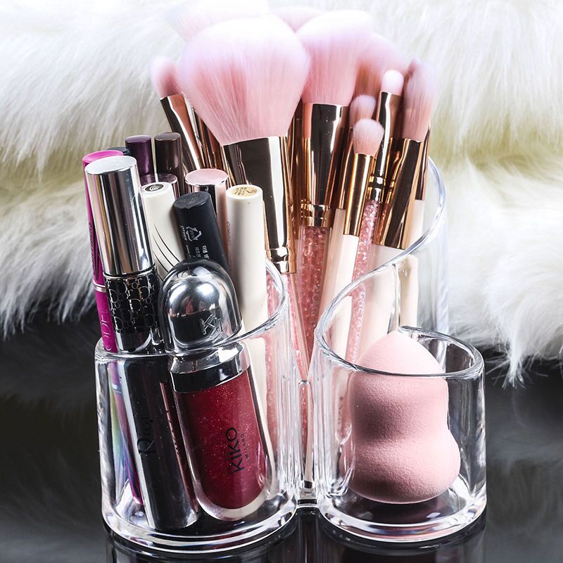 Organizador de cosméticos transparente, caja de almacenamiento de plástico acrílico para brochas de maquillaje, suministros de bolígrafos de joyería, almacenamiento de tarjetas de negocios: B