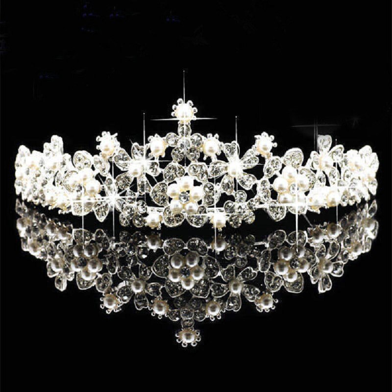 Noiva coroa tiara casamento jóias coroas de cristal faixa de cabelo prata cor ouro acessórios de cabelo da dama de honra bandana para o aniversário: 02H81JM