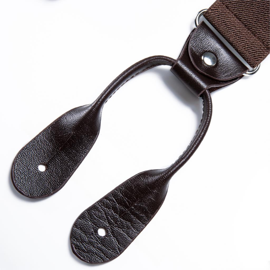 DiBanGu Adulto In Pelle di Metallo Solido Marrone Nuovo Mens Bretella 6 Bottoni Brace Elastico Bretella Regolabile Tirantes Per Gli Uomini BD-506