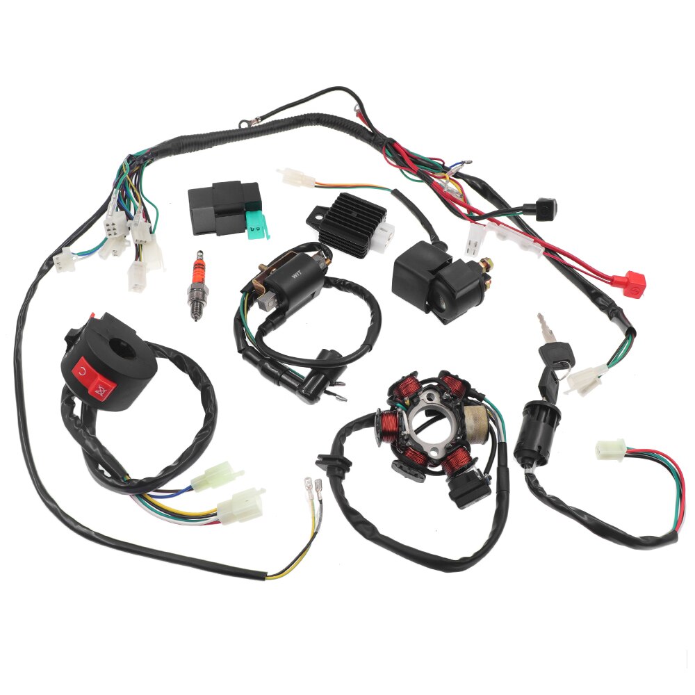 9 stk/sæt fuld komplet elektrisk ledningsnet cdi stator 6 spolestang tændingskontakt til motorcykel atv go kart 50cc 125cc