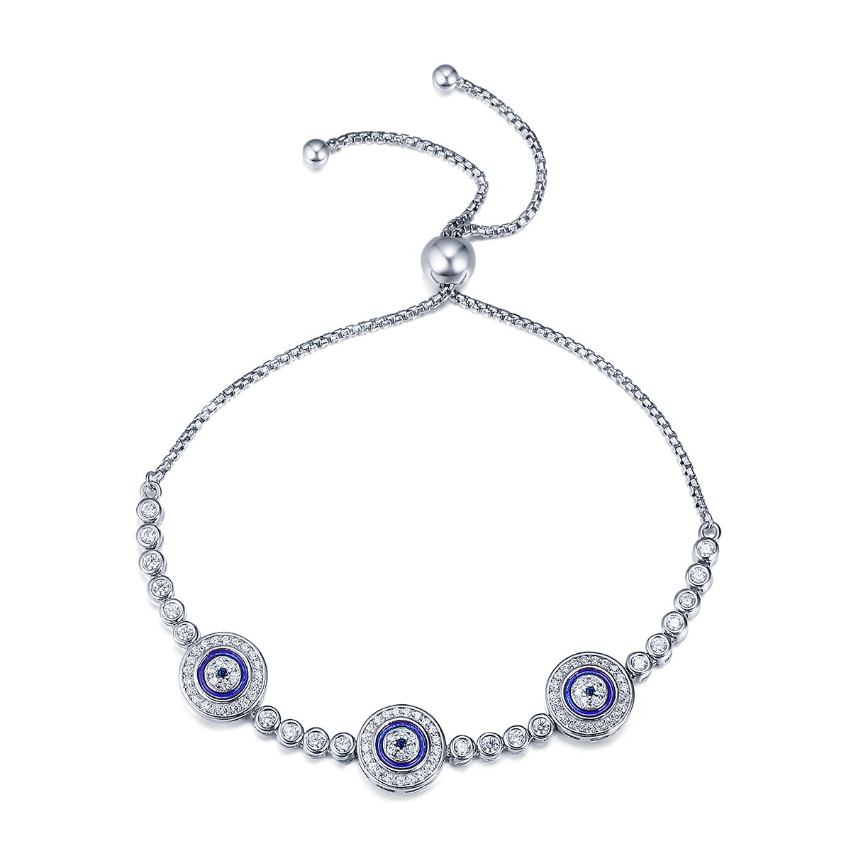 Pulseira bisaer 925 sterling silver lucky blue eye god& #39 ;s eye women tennis bracelets femme sterling silver jewelry ecb 002: Ecb 002