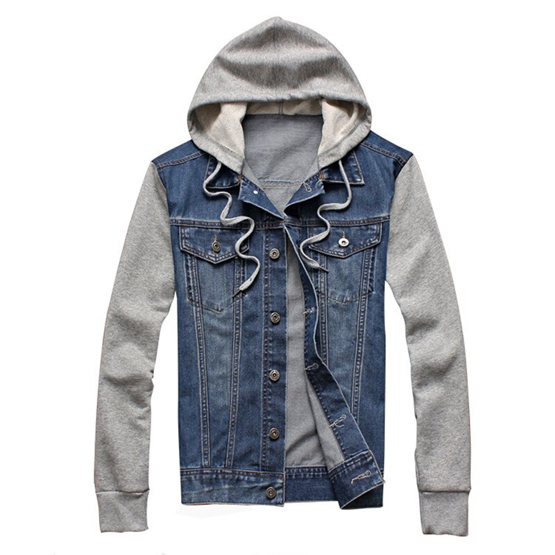 Chaqueta vaquera con capucha para hombre, ropa deportiva para exteriores, informal, a la , con capucha, de talla grande 5XL,