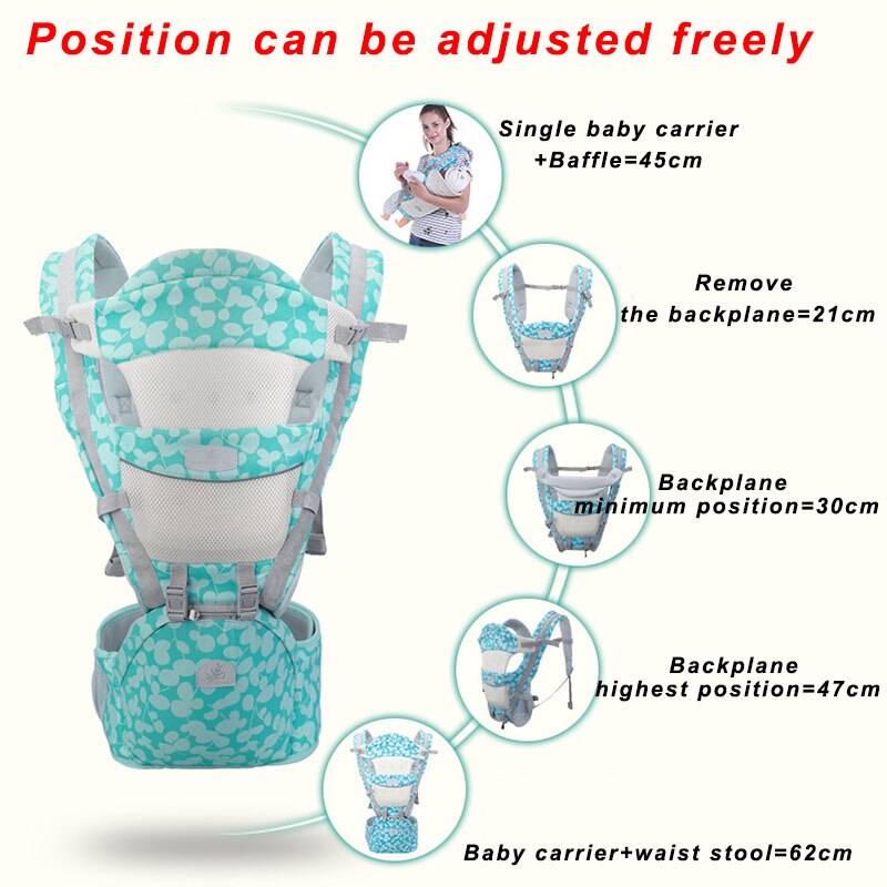Ademende ergonomische draagzak, heupdrager, draagbare kangoeroe, babyrugzak voor het dragen van kinderen, draagdoek voor baby's