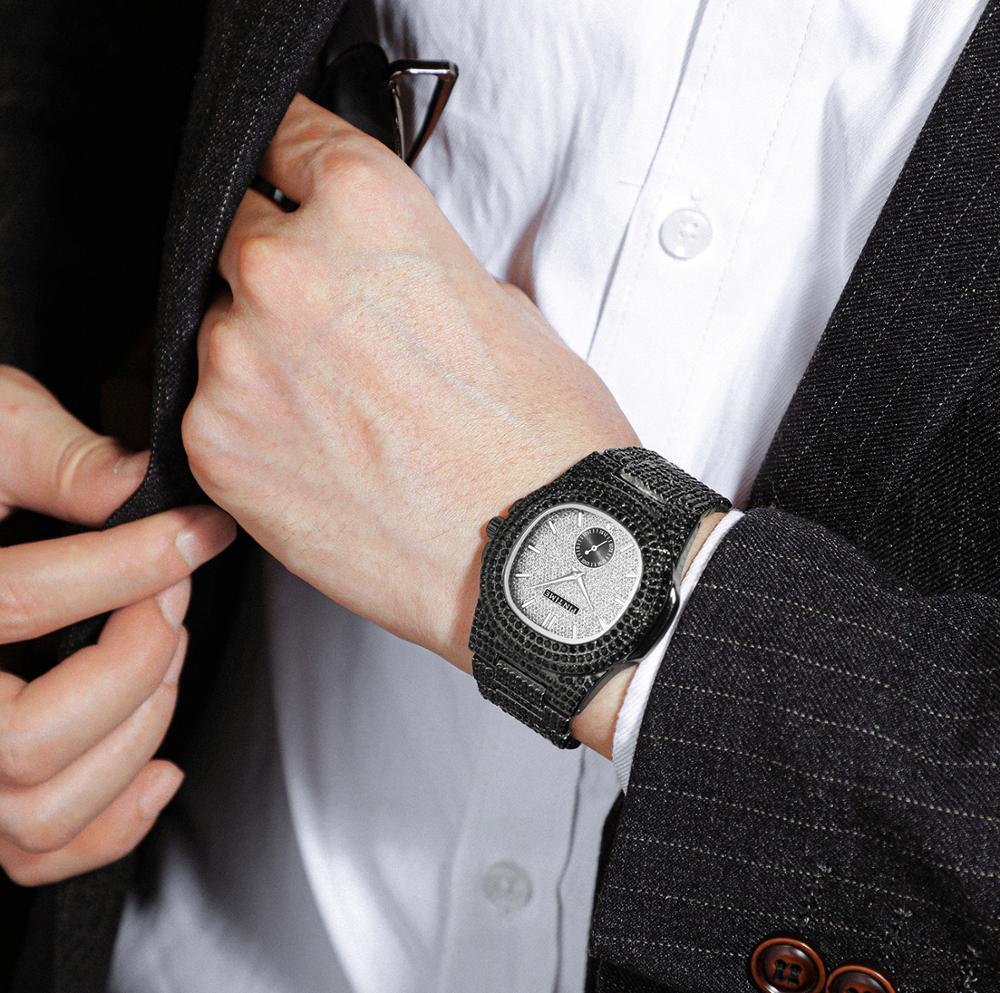 Fashon Iced Out Watch Men Diamond Hip Hop Mens Watches Top Brand Luxury Steel Gold Men Clock Montre Homme Reloj Hombre Relogio