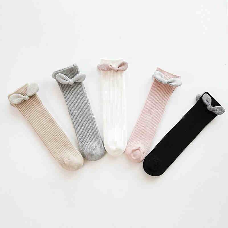 Leuke Baby Meisjes Katoen Warm Mooie Boog Kousen Ademend Peuter Knie Strakke Sokken Pure Kleur Met Boog-Knoop