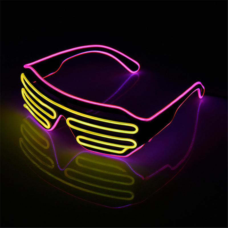 Future Punk Cyber LED lunettes lumineuses néon lueur dans le noir lunettes pour Club Bar fête Disco danse scène atmosphère accessoires: MULTI