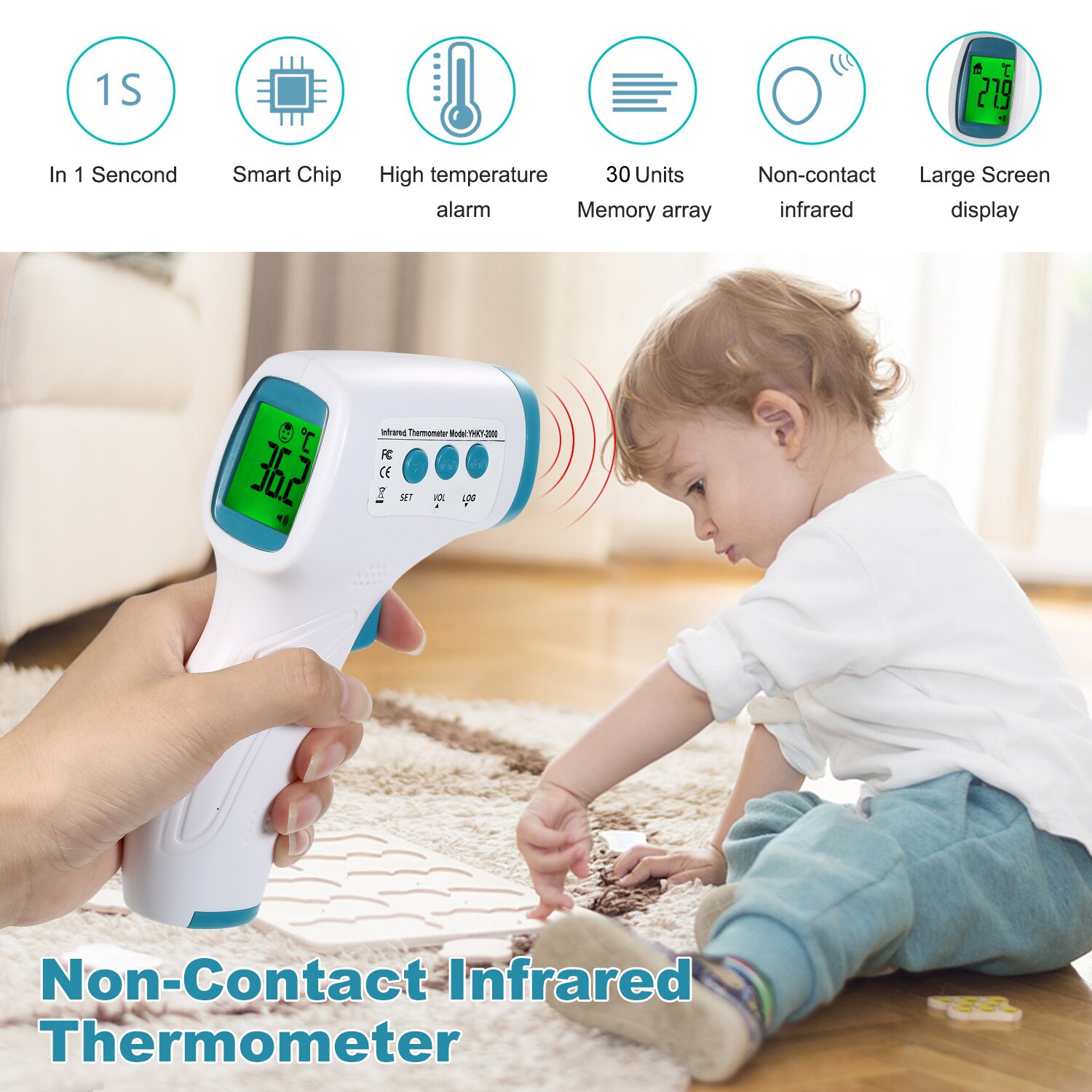 LCD Infrared Digital Forehead Thermometer Celsius And Fahrenheit Non-Contact Infrared Thermometer High Precision and Oximeter