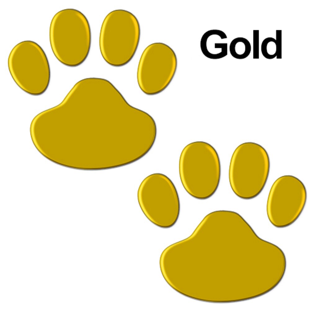 2 stk/sæt 3d bil klistermærke seje pote dyr hund kat bjørn fodtryk fodaftryk mærkat bil klistermærker sølv rød sort gylden: Guld