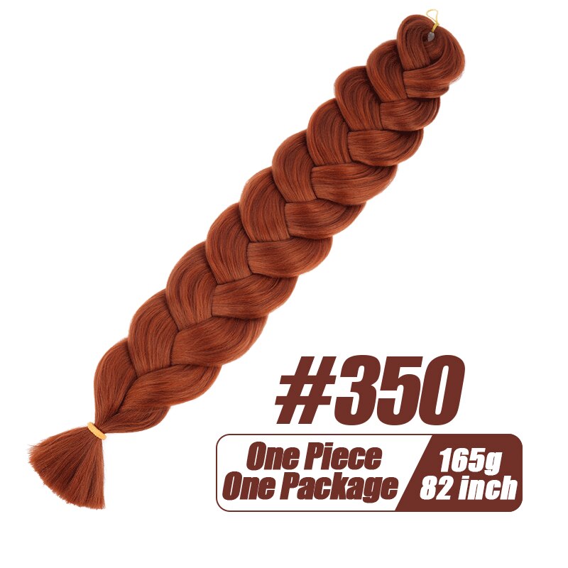 Más allá de cabello trenzado sintético de una pieza, trenza de fibra térmica de 82 pulgadas, 165g, extensiones de cabello trenzado Jumbo de ganchillo de Color puro: #350 / 6 unids/lote