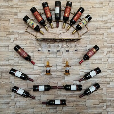 Europees smeedijzeren wijnrek, wanddecoratie, wijnkelder, winkelmuur, bierrek, huisdecoratie, wijnmakerij, wijnglas
