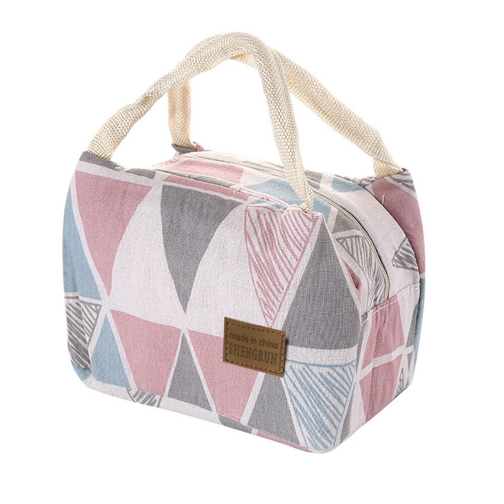 Portable Grid pattern Lunch Bag For Women Kids Men Insulated Canvas Box Tote Bag Plaid Thermal Cooler Food bag Keep Food Fresh: B