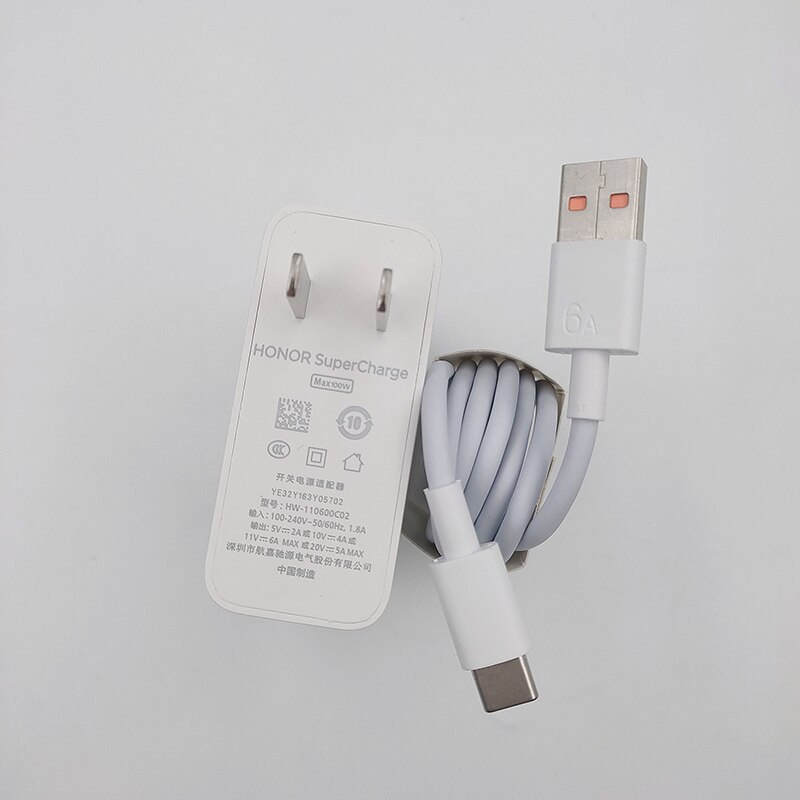 100W Super Fast Charger 6A Type C Cable For Honor Magic3 4 pro 50 60SE Huawei Nova8 9 Mate40 Phone MagicBook Pro 14 15 16 Tablet: US add Cable