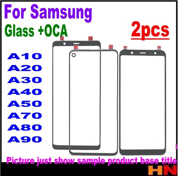 2Pcs Voor Glas Lens Met Oca Lijm Voor Samsung Galaxy A40 A50 A70 A10 A20 A30 A80 A90 A10S a20S Screen Touch Panel Vervanging