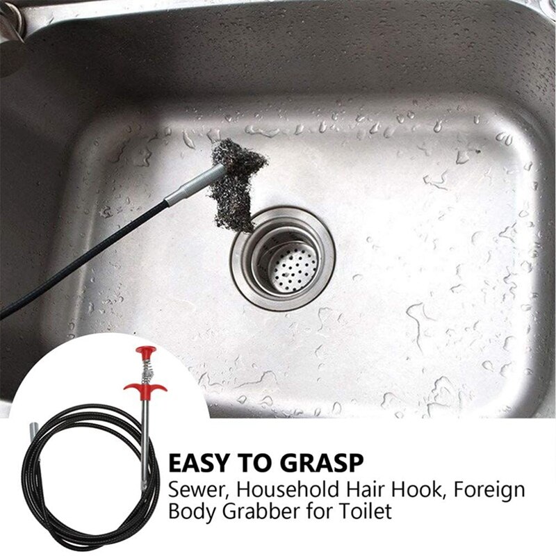 Cuerda elástica de limpieza de alcantarillado para el hogar, tubo de dragado de bañera flexible de 250cm de largo, herramientas de limpieza de alcantarillado para cocina y baño, 2 uds.