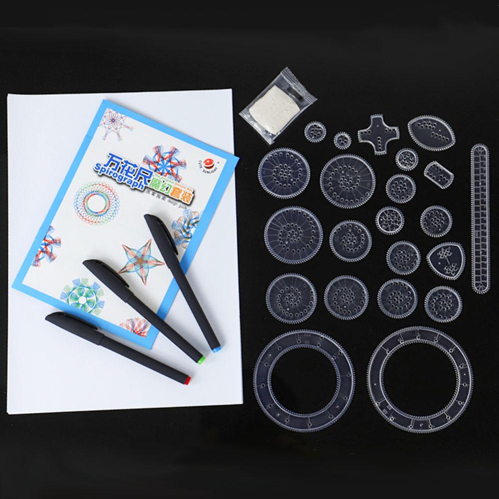 Juego de reglas de dibujo de Spirograph para niños, juego de engranajes y ruedas entrelazados, accesorios de dibujo, reglas educativas creativas para niños, 22 Uds.