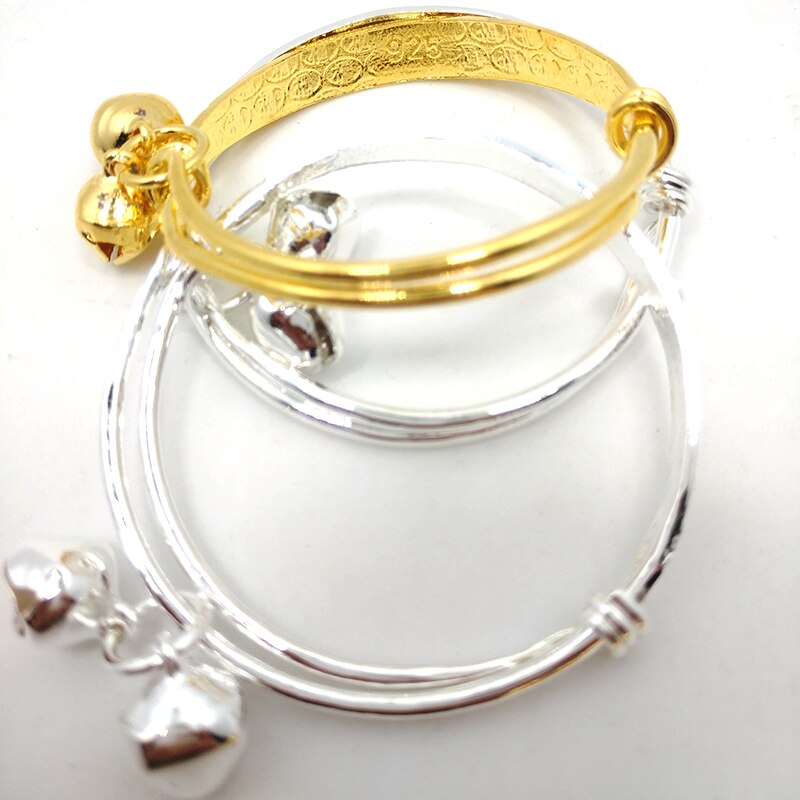 Accessori di gioielli di moda 2 pezzi bambino campana regolabile bracciale fiore piatto placcato argento ragazzo bambino ragazze bracciale regalo di compleanno