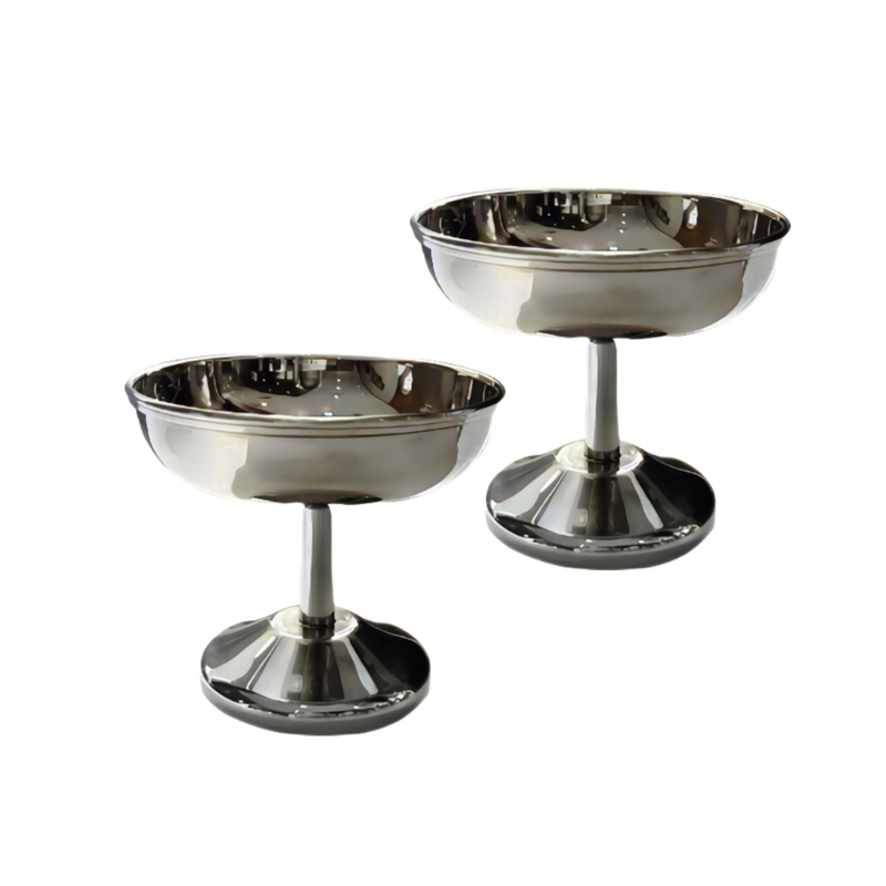 F92b- set  of 2 koppar 304 serveringskoppar i rostfritt stål glasskopp liten kopp