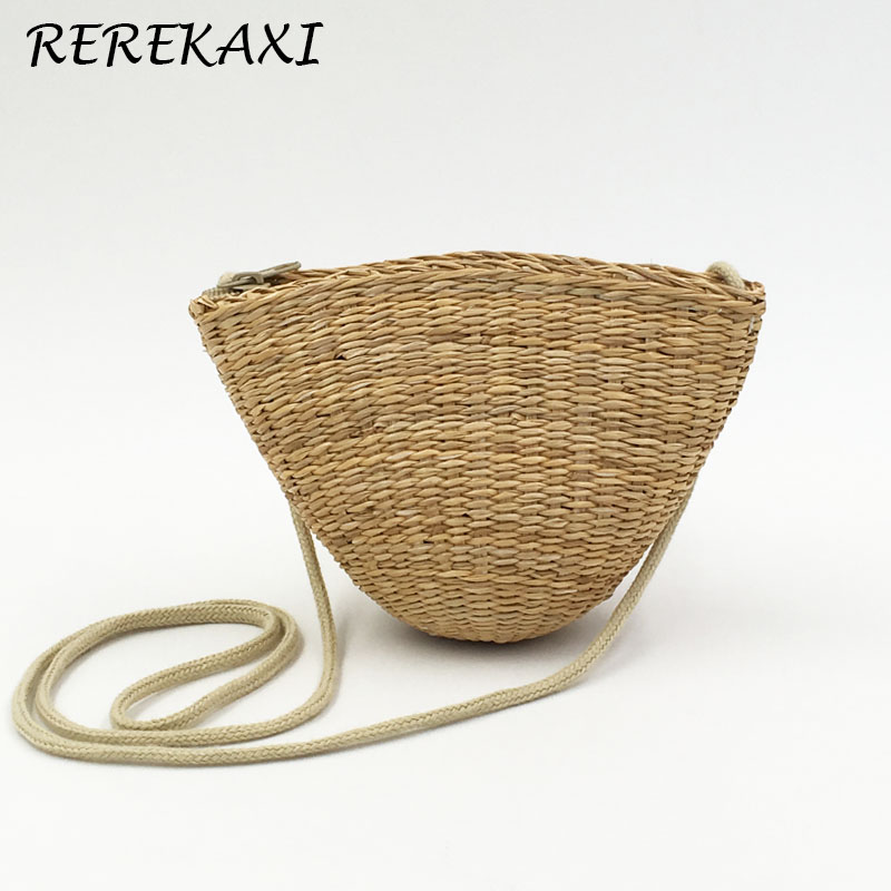 Rattan Gewebt Mini frauen Schulter Tasche handgefertigt Stroh Tasche Böhmischen Sommer Strand Tasche Mädchen Umhängetaschen Weibliche Bote Tasche