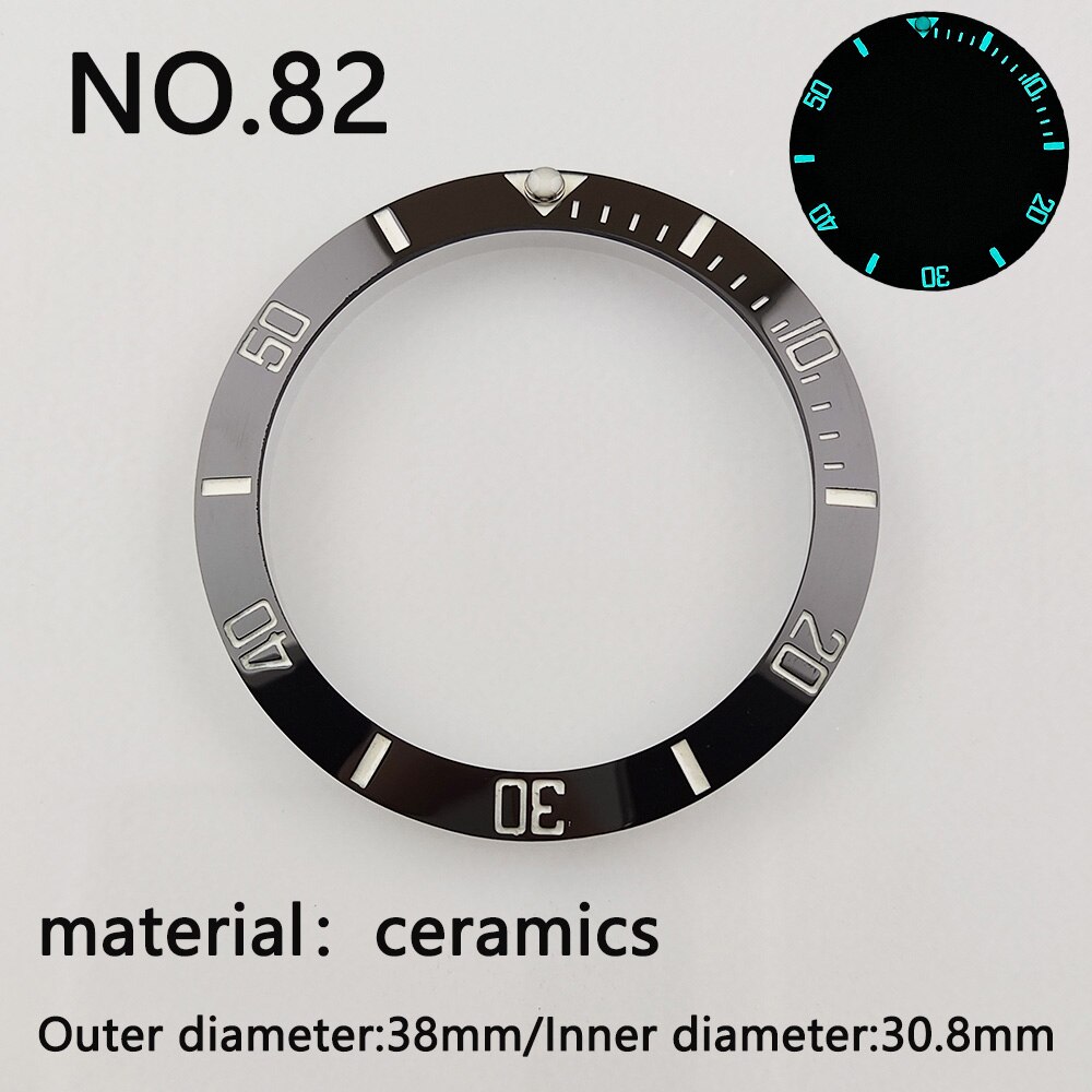 38*30.8mm Sloping Super Luminous Ceramic Bezel Insert Divers Replacement of watch accessories parts: NO.82