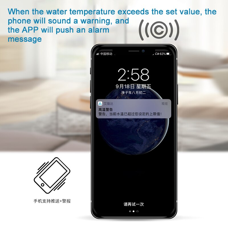 Aquarium Smart Wifi Submersible Thermometer Water Temperature Meter Digital Controller Sensor Alarm Fish Tank Accessories