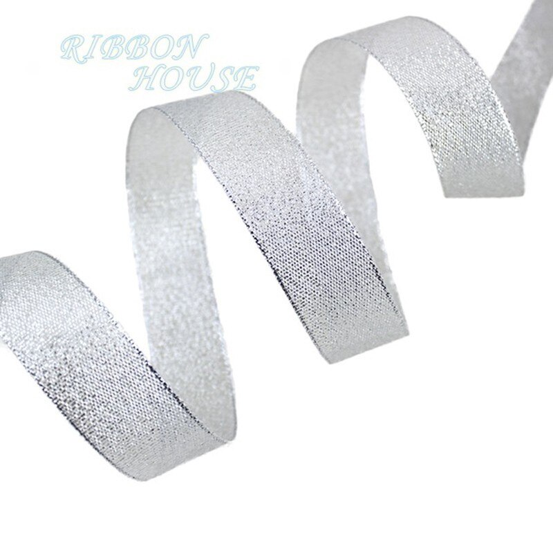 (25 Yards/Roll) Goud En Zilver Verpakking Lint Wedding Shiny Linten: Silver / 20mm
