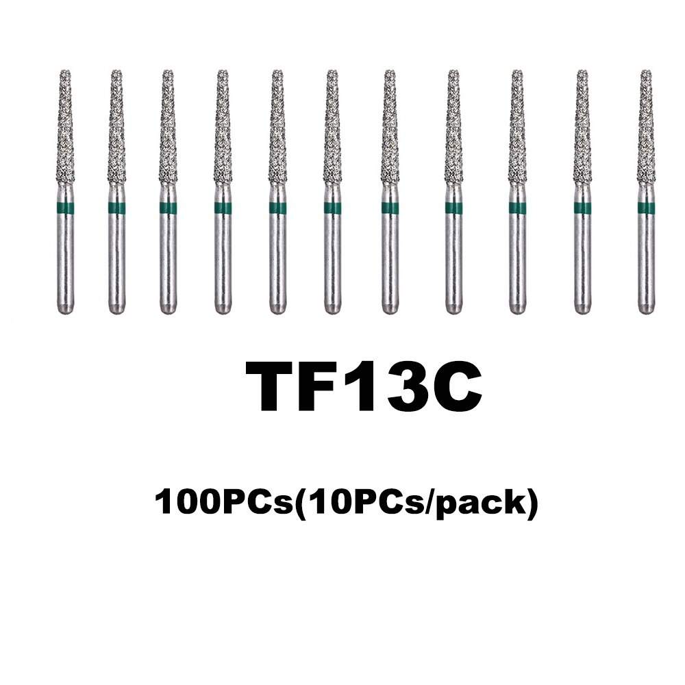 100PCs Dental Diamond Burs Drill Dentistry Burs Dia-burs for High Speed Handpiece Handle Diameter 1.6mm Dentist Tools BR31 FO32: 100PCs TF-13C