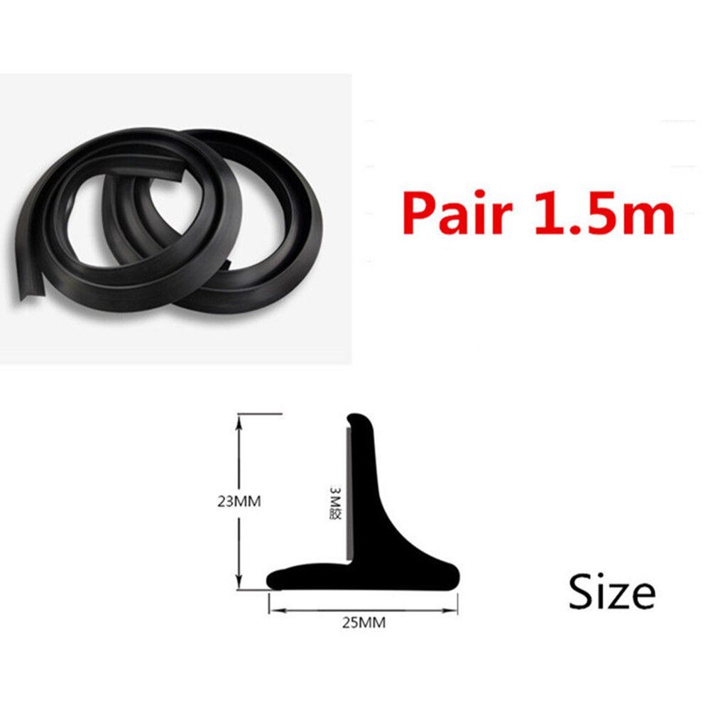 Svart 2 st 1.5m/4.92 "universal bilhjul panna gummi fender rem gjutning blossar trim stick out edge fender