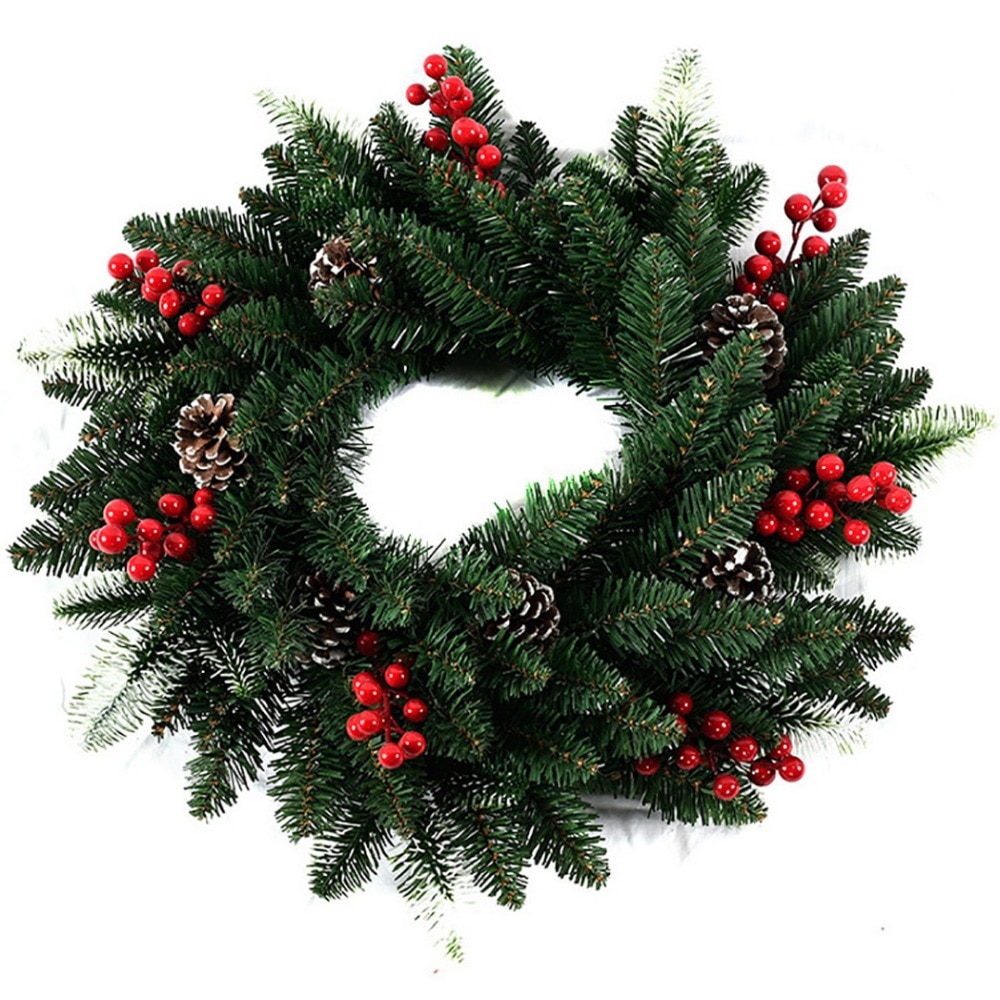 15.7 ''Kerstkrans Deur Decoratie Kunstmatige Schuim Berry Krans Met Natuurlijke Pine Cone Hanger Muur Decor Krans