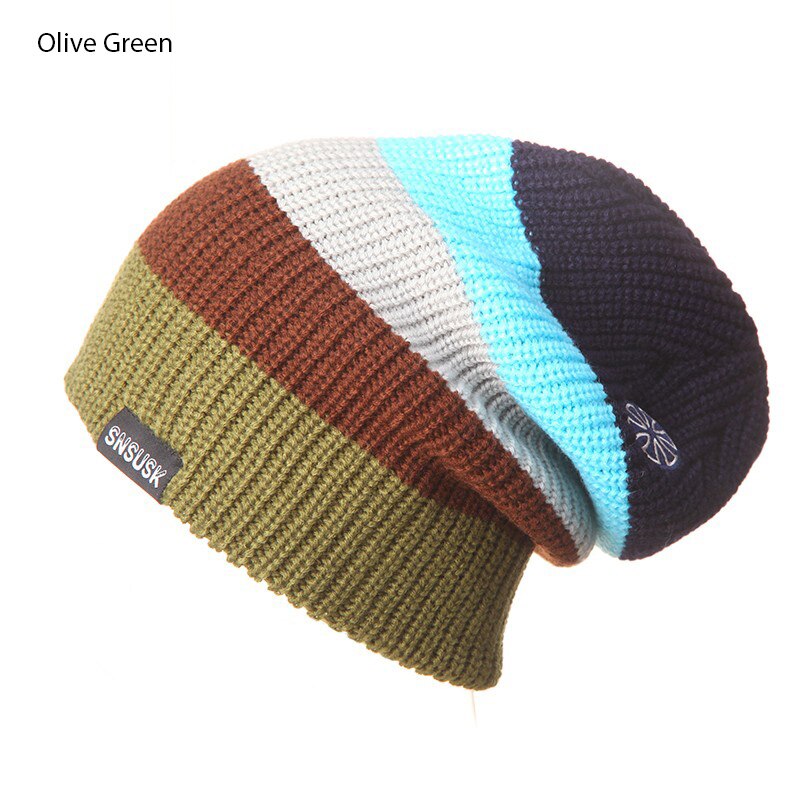 Mænd kvinder varme kasketter vinter hatte strikning skøjteløb kraniet kasketter til kvinde turtleneck beanies ski hat snowboard cap: Oliven grøn