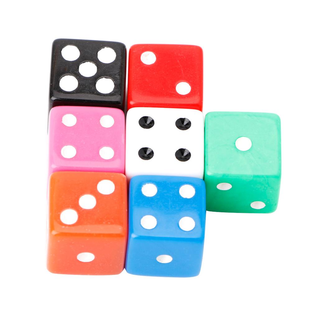 10pcs 15mm Multicolor Acrylic Cube Dice Beads Six Sides Portable Table Games Toy