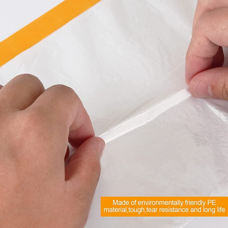 4 Rolls Clear Plastic Sheeting 4.9X 65.5 Ft Pre-Taped Masking Film Cloths For Painting Automotive Painting Covering