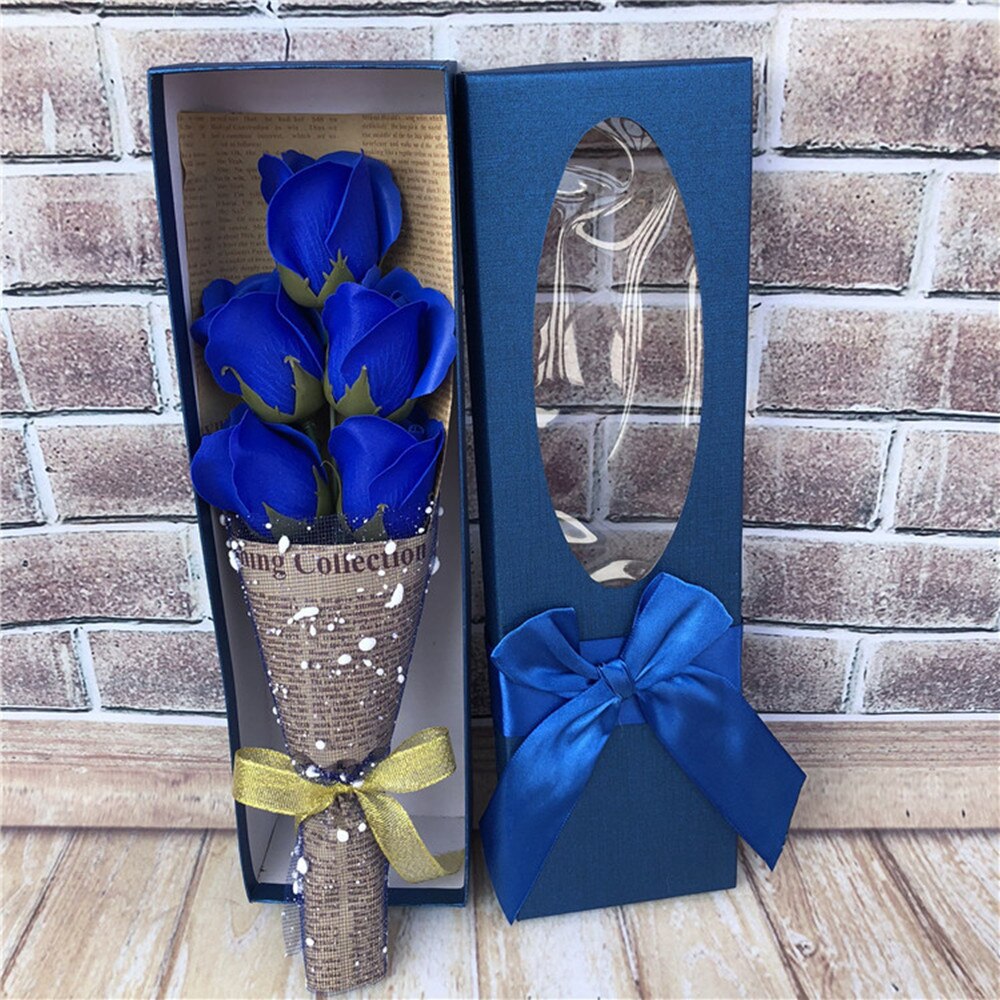 5 Pcs Zeep Bloemen Handgemaakte Roos En Anjer Kerst En Valentijnsdag Cadeaus Koreaanse Pakket Boeket Van bloemen