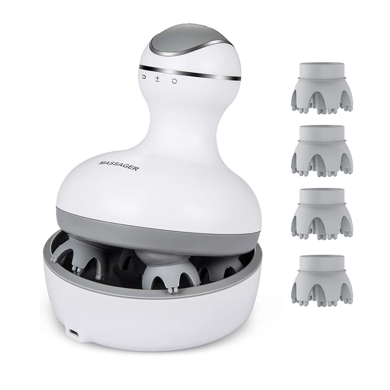 Head Scalp Massager with 4 Replacement Massage Heads Portable Head Scratcher For Stress Release and Hair Growth: Default Title