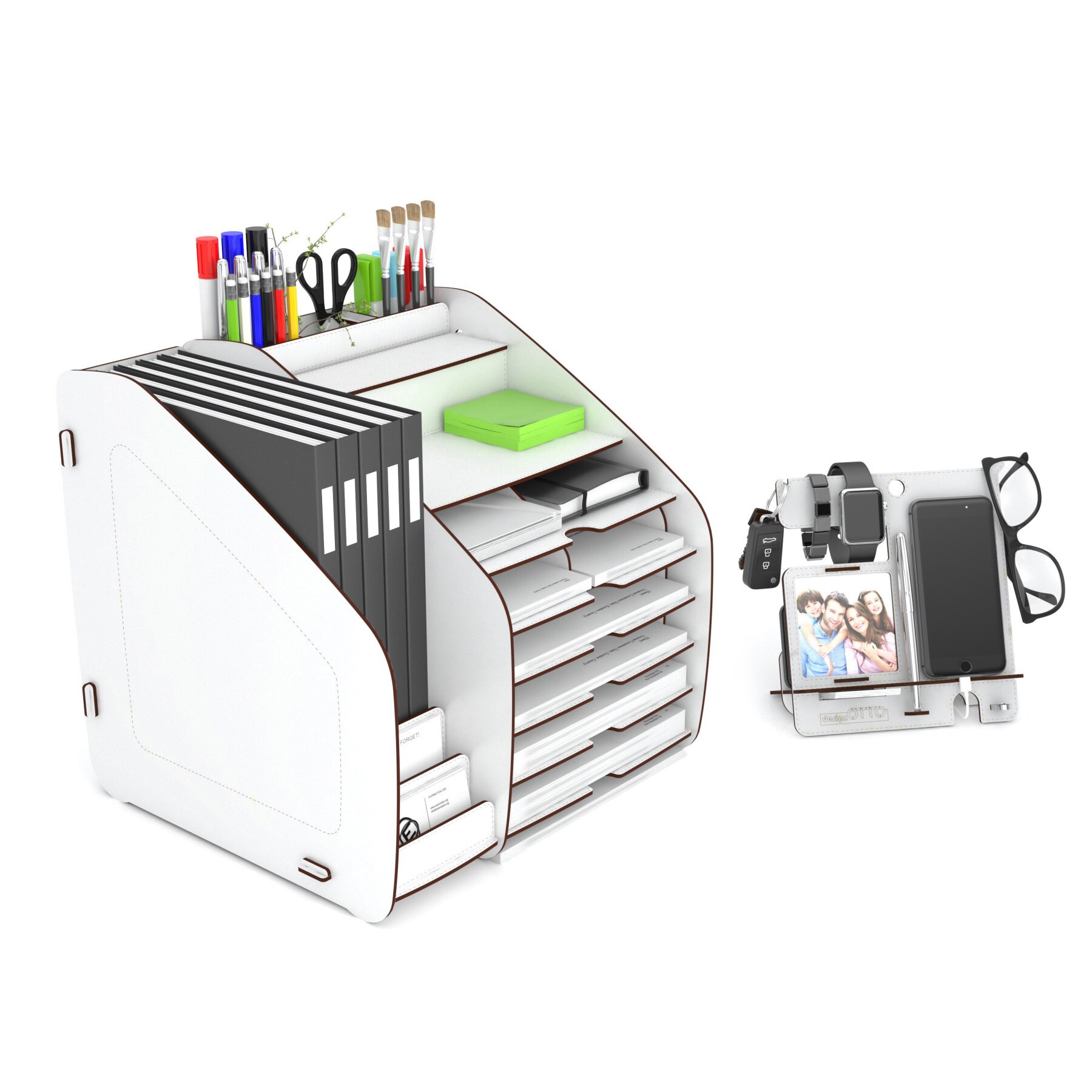 A4 Letter Shelf Desktop Organizer, Office Table Organizer Briefcase Organizer, Cup and Aksesuvarlı, Regulatory: White