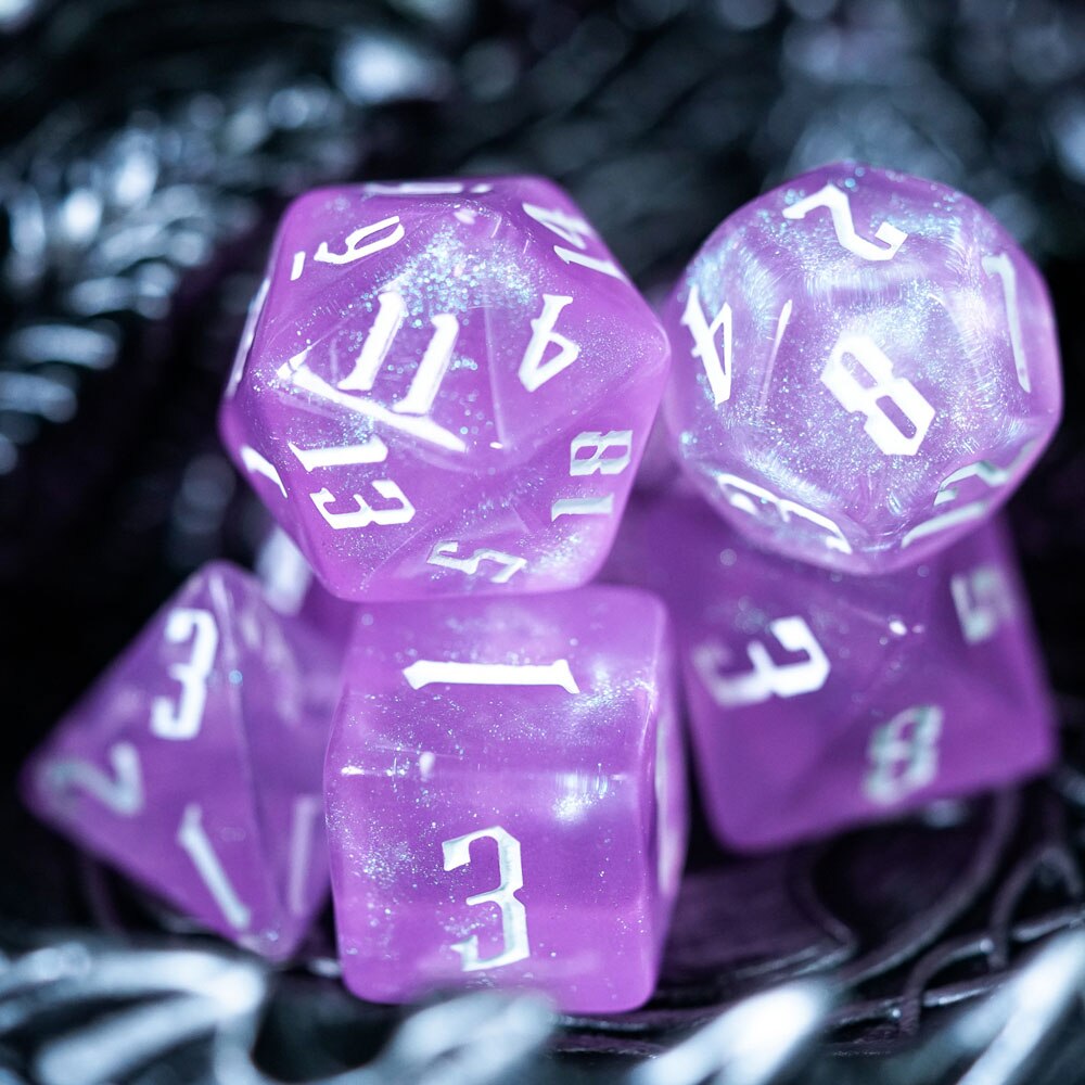 7 Stks/set Meerdere Kleuren Glitter Dnd Dobbelstenen D & D Dobbelstenen D4 D6 D8 D10 D % D12 D20 Polyhedral games Dobbelstenen Set Voor Tafel Games Mtg Rpg: 34 Pink Purple