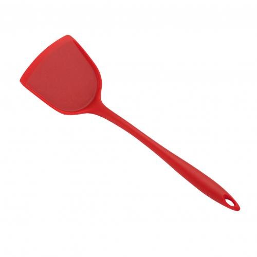 Slotted Turner Heat Resistant Seamless One-Piece Food Grade Silicone Cooking Utensils Spatula for Kitchen: Red